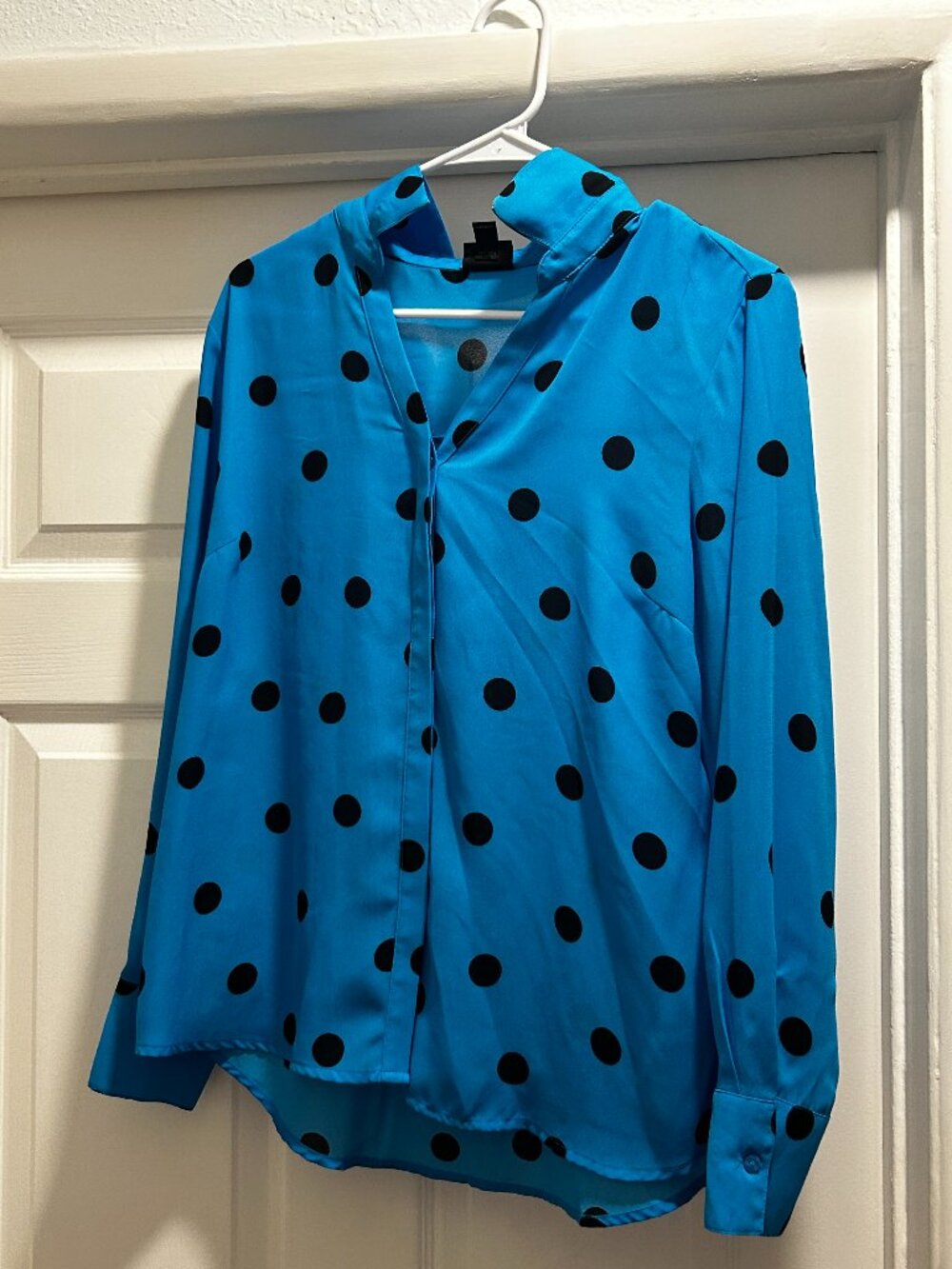 Blue and Black Polka Dot Blouse